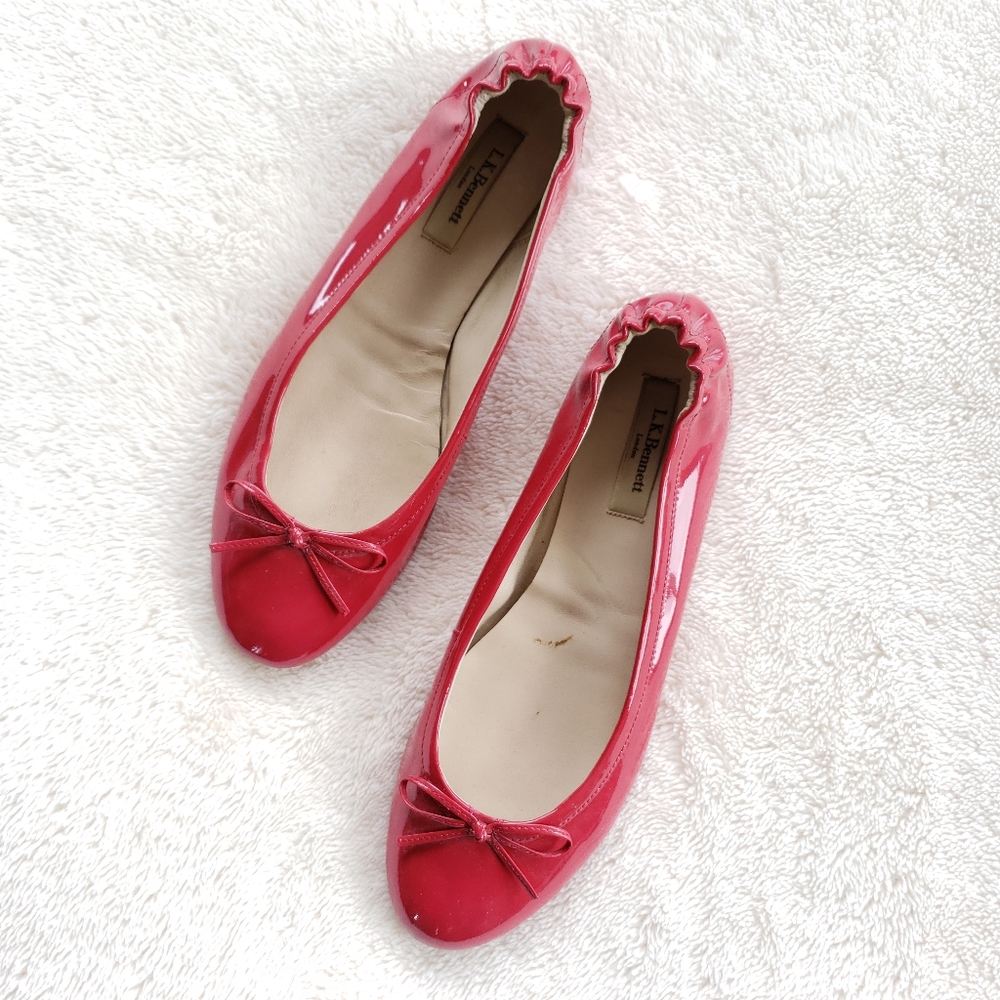 LK Bennett Hot Pink Patent Leather Ballet Flats